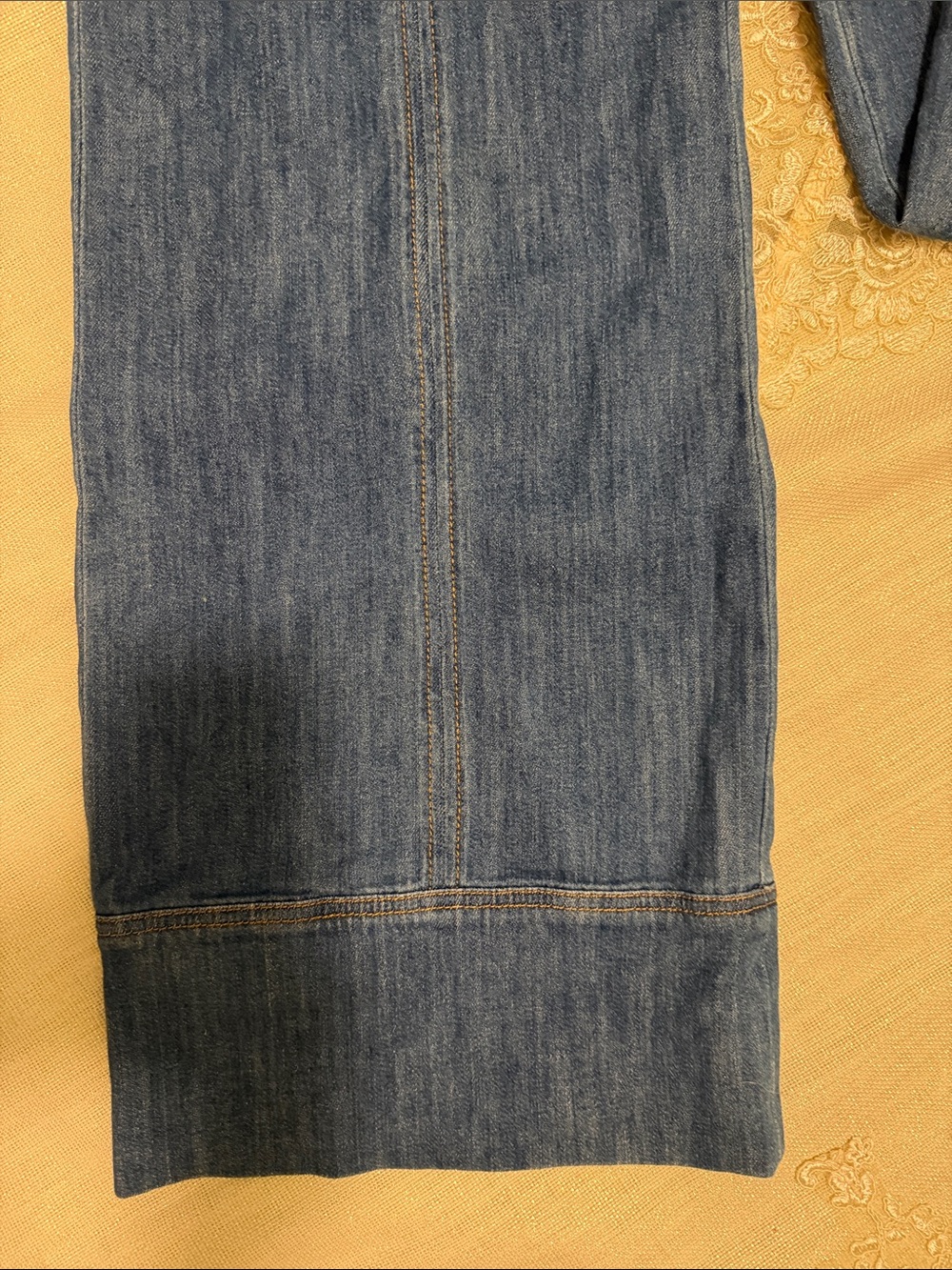 Pilcro Anthropologie Dark Blue Wide-Leg High-Rise Jeans with Button Detail - Picture 4 of 8